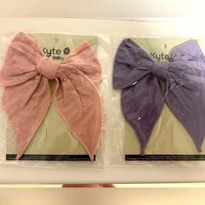 Kyte baby linen fable bows in taro and blush